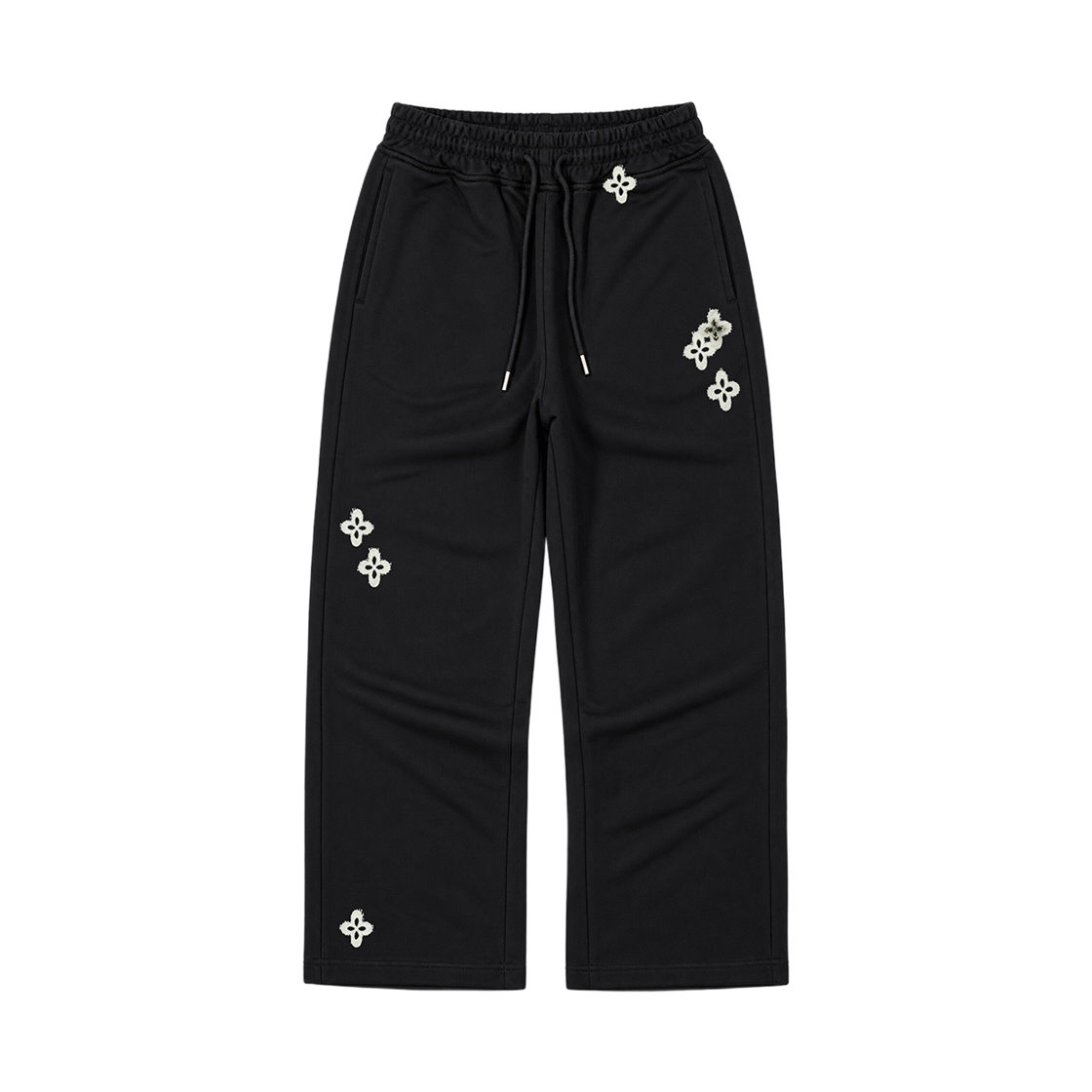 [주문제작] 써저리 프레이드 클로버 로고 스웨트 팬츠 블랙([주문제작] Surgery Frayed Clover Logo Sweat Pant Black)