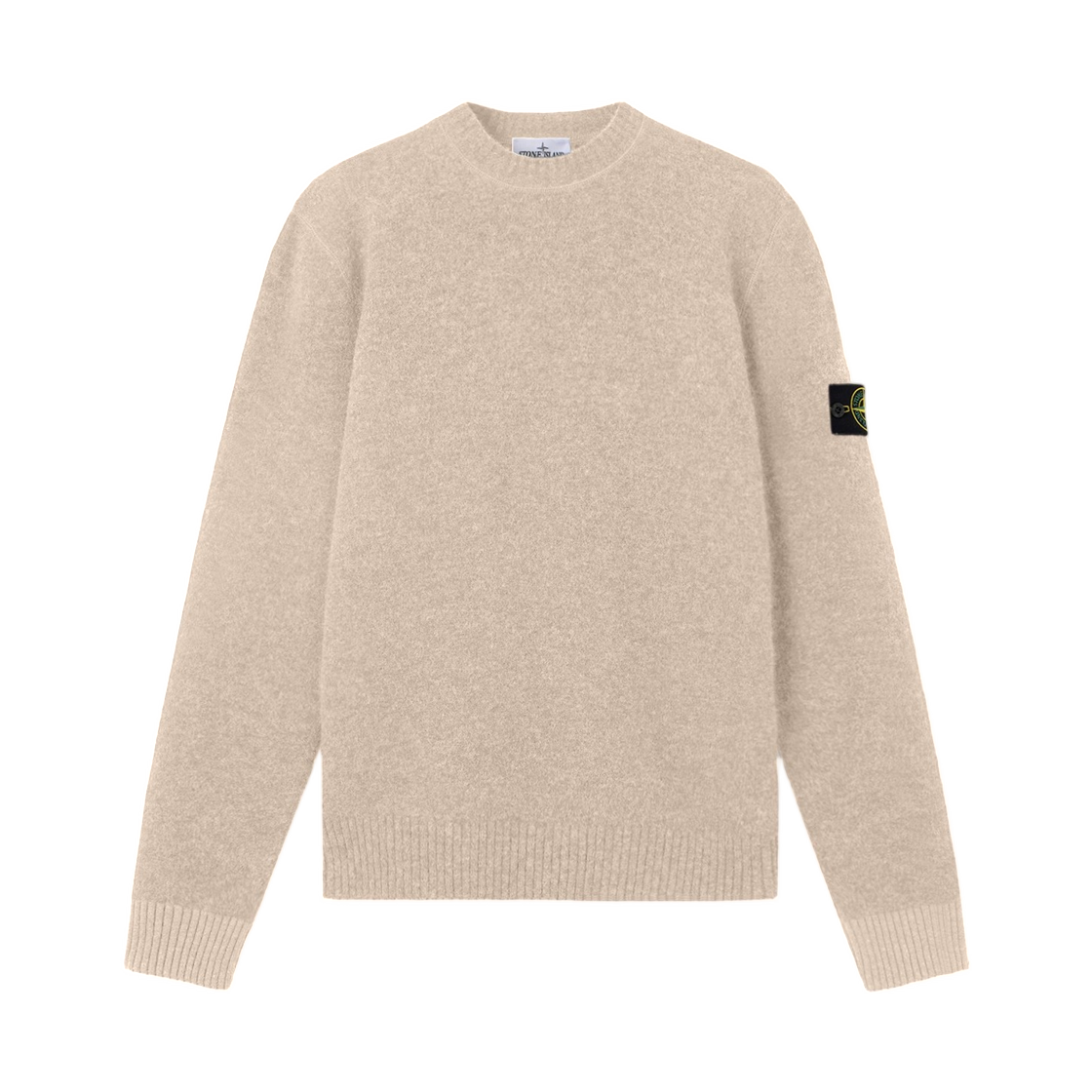 L2S1551000-50S0N22-V0M94 Stone Island 5100050 Baby Alpaca Blend Loose-Fit Crewneck Jumper with Contrast Knit Details Biscuit Melange - 26FW