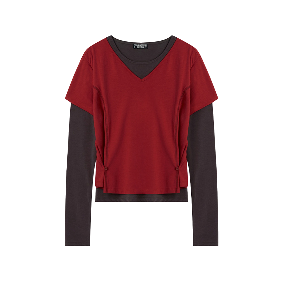 SW2F4TO07RE symmetric percent V-Neck Layered TS Red