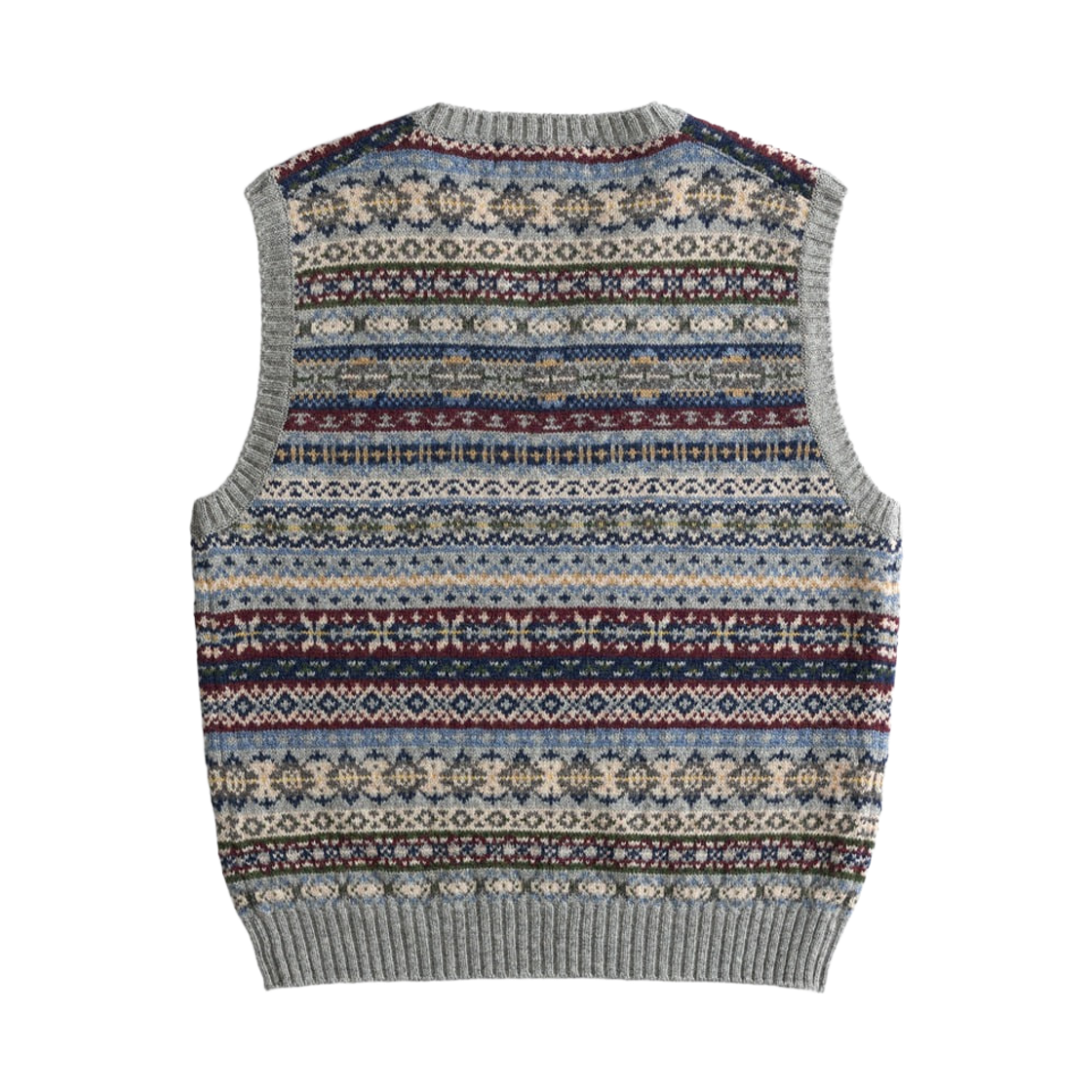 건지울른스 세인트피터 페어아일 브이넥 베스트 그레이(Guernsey Woollens Saint Peter Fair Isle V Neck Vest Grey) - 2