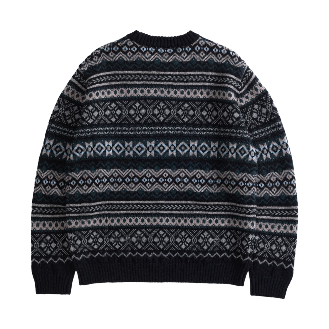 건지울른스 포트도일 페어아일 크루넥 스웨터 블랙(Guernsey Woollens Fort Doyle Fair Isle Crewneck Sweater Black) - 2