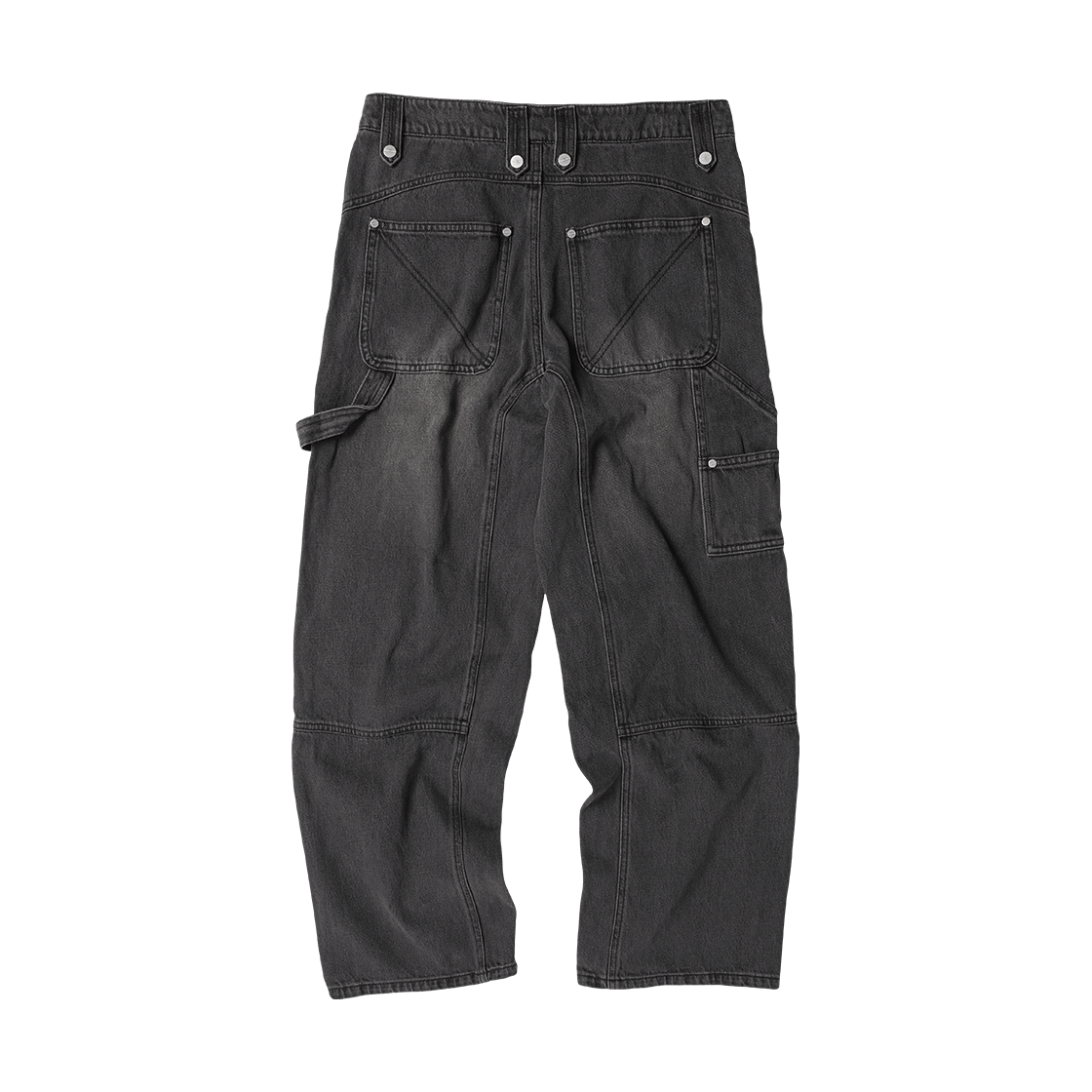 더바이닐하우스 라운드 더블 니 데님 팬츠 블랙(Thevinylhouse Round Double Knee Denim Pants Black) - 2