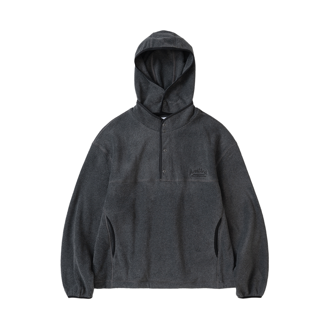 니티드 컨버터블 후디 플리스 풀오버 차콜 블랙(Knitted Convertible Hoodie Fleece Pullover Charcoal Black) - 1