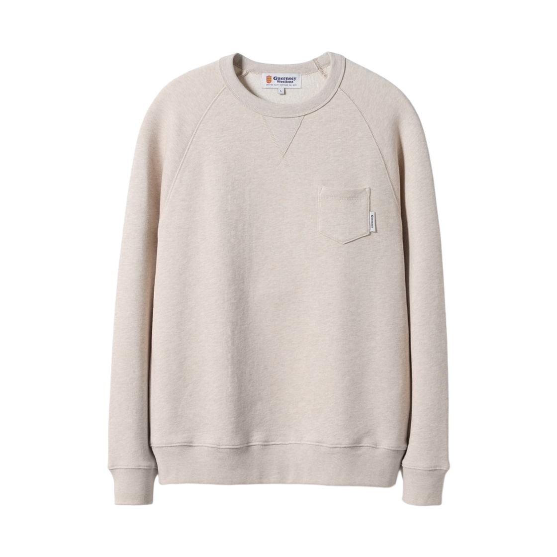 GW26CTS01-BE Guernsey Woollens French Terry Raglan Sweatshirt Beige