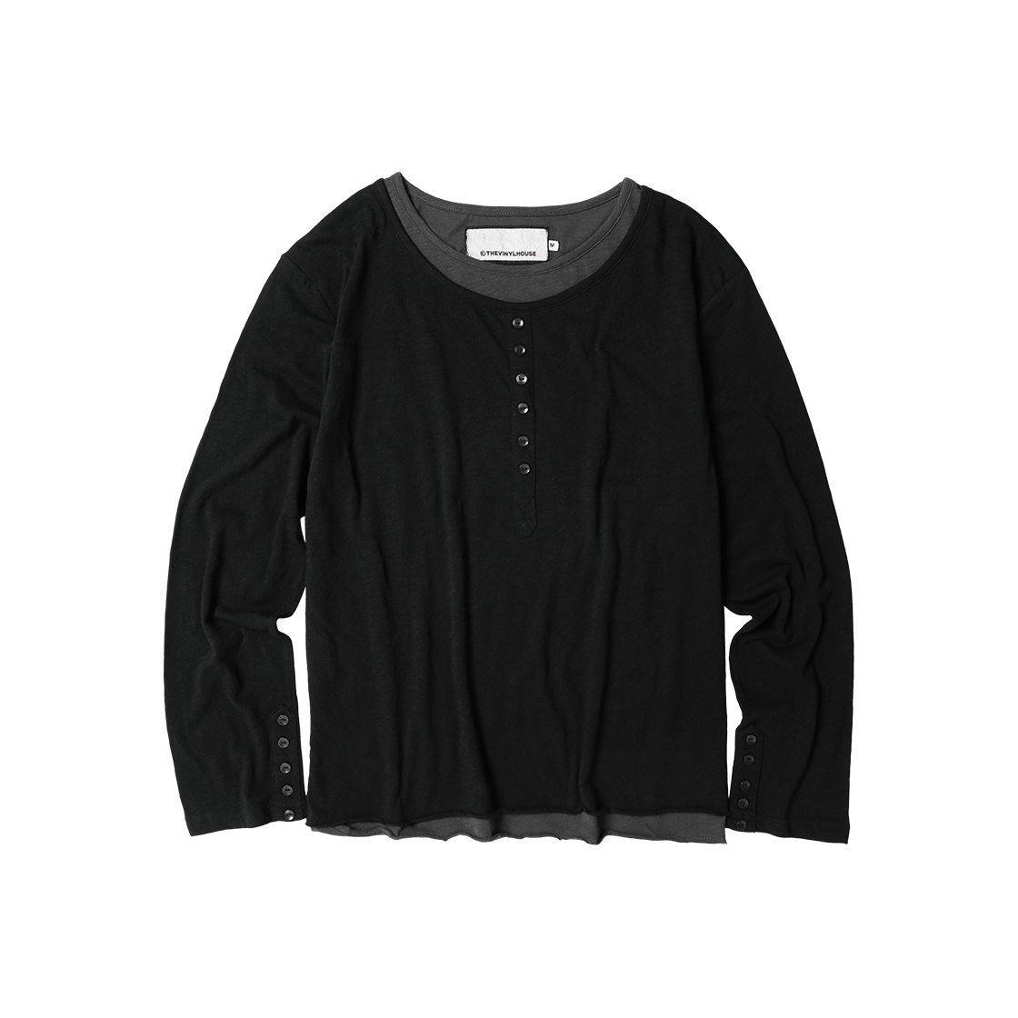 VH2GFUT551ABK Thevinylhouse Button Layered Ls Tee Black
