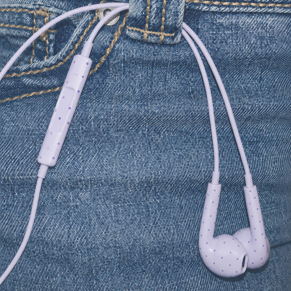 누아트 도티 스테레오 이어팟 디자인 유선 이어폰, 스카이블루 x 핫핑크하트(NUART Doti Stereo EarPods-Style Wired Earphones, Sky Blue x Hot Pink Heart) - 2