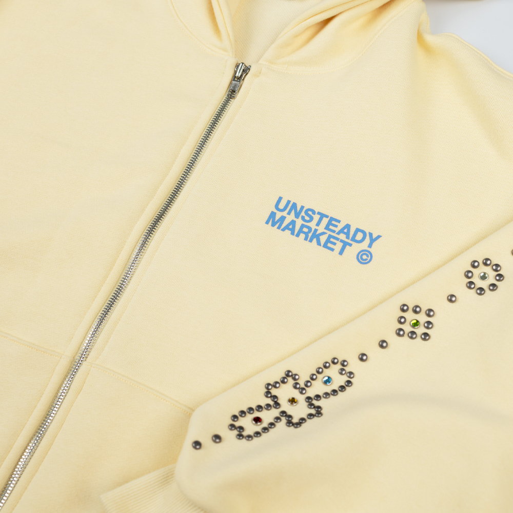 언스테디마켓 레인스톤 후드집업 레몬(Unsteady Market Rhinestone Zip-Up Hoodie_Lemon) - 3