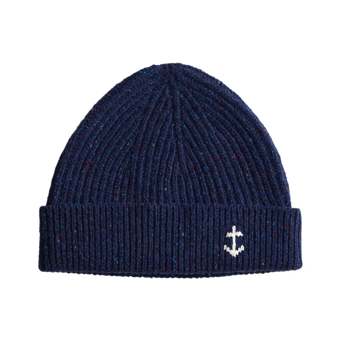 GW1DAC01-nvn Guernsey Woollens Anchor Floating Short Beanie Navy Nep