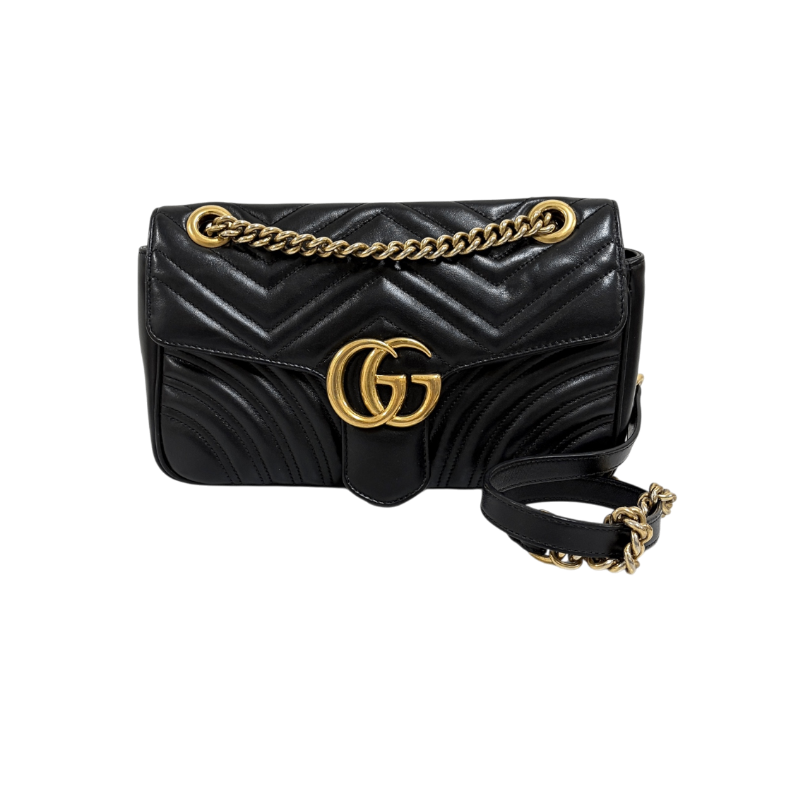 IT9HJ8VJKI9A Gucci GG Marmont Matelasse Chain Shoulder Bag Black