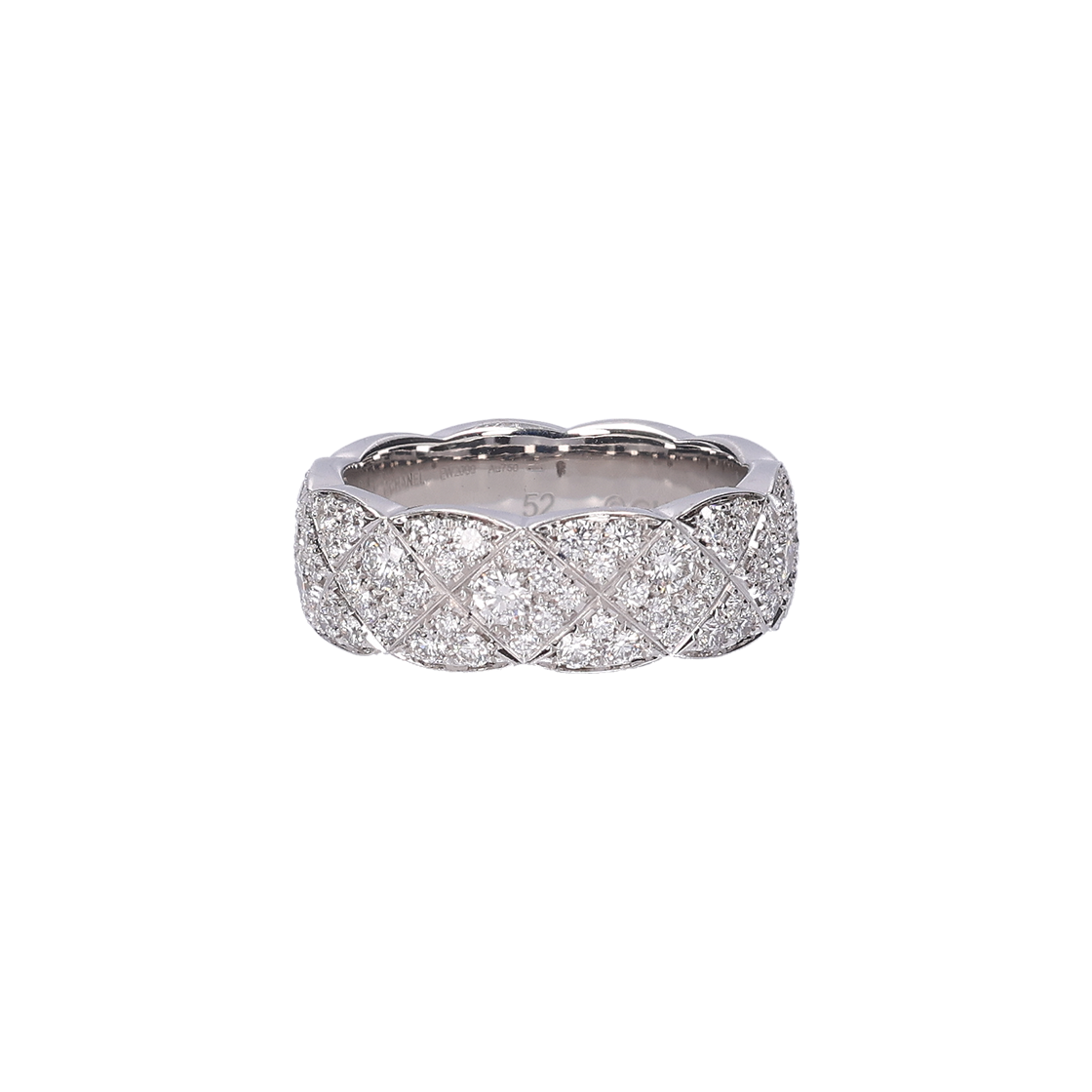 ITQOUJADRCSS Chanel Coco Crush Ring Quilted Motif Small in 18K White Gold Diamonds