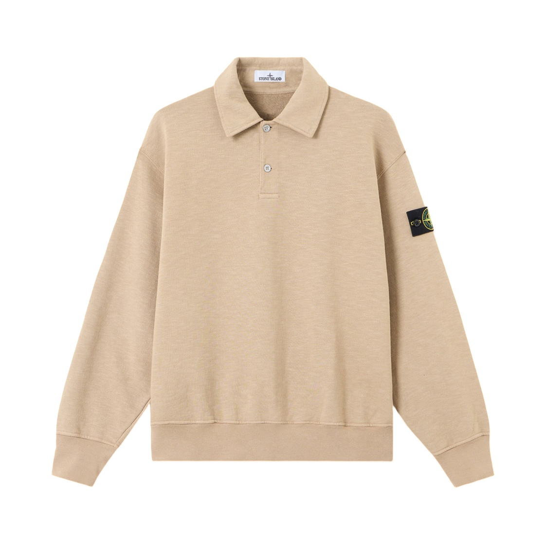 L2S1561000-54S0458-V0094 Stone Island 6100054 Tubular Cotton Fleece Oversized-Fit Crewneck Sweatshirt with Button Fastening Biscuit - 26FW