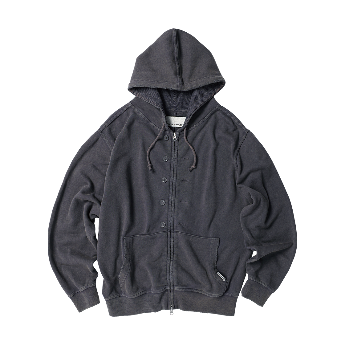 VH2GFUM485APP Thevinylhouse Button Washed Hoodie Zip-Up Purple