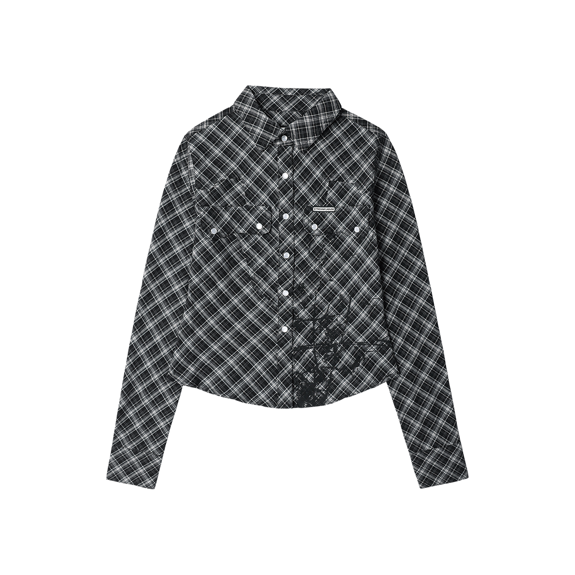 더바이닐하우스 페인팅 크롭 체크 셔츠(W) 블랙(Thevinylhouse Painting Crop Check Shirts(W) Black) - 1