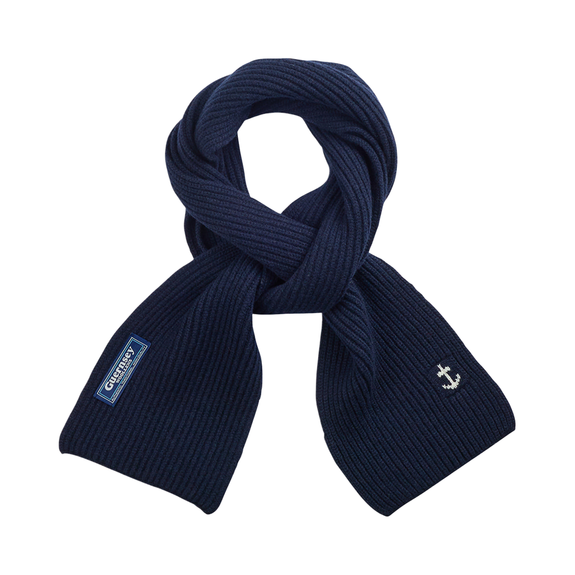 GW2DAC01-nv Guernsey Woollens Superfine Merino Wool Anchor Scarf Navy