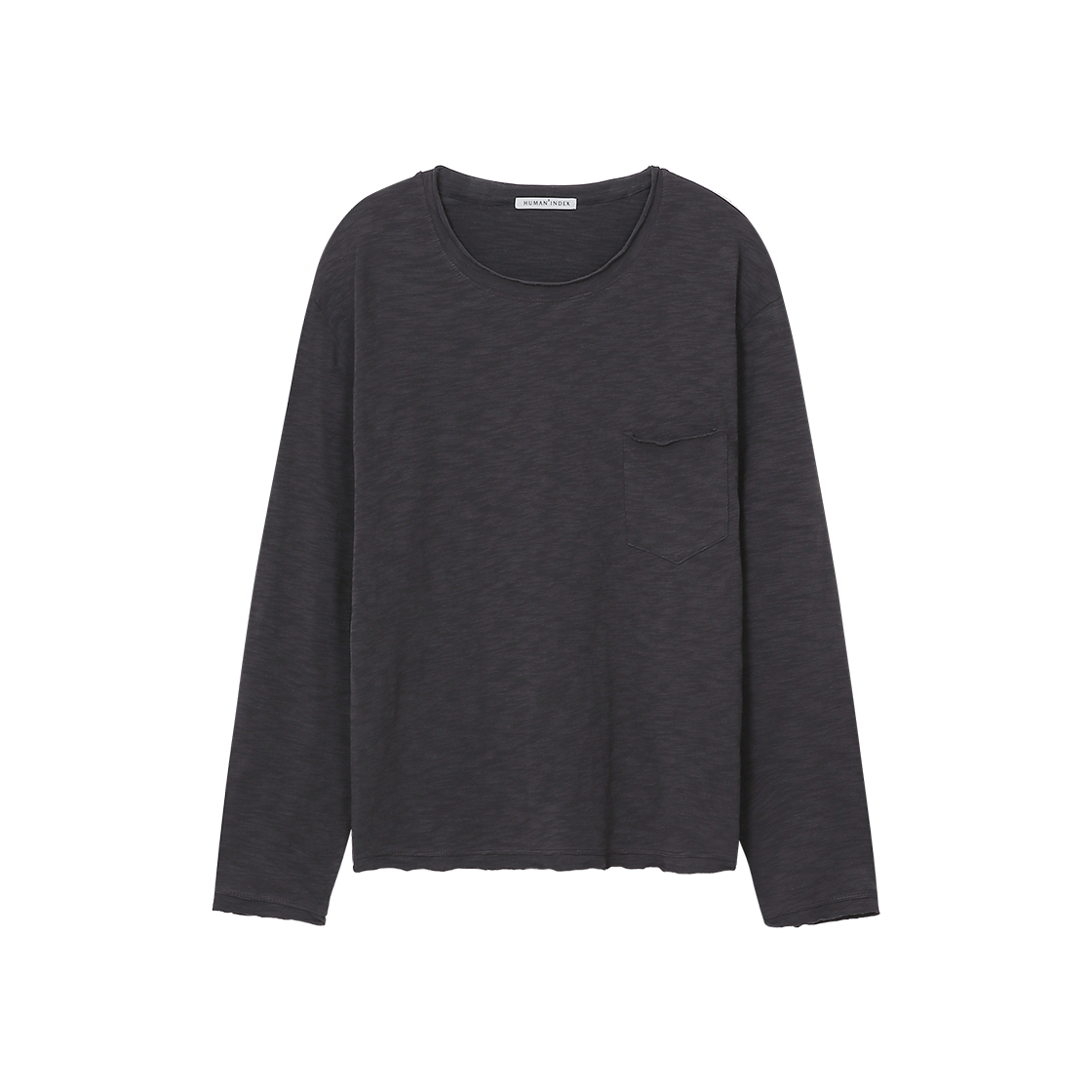 HM6LTL0261AB Polyteru Human Index Raw Cut Long Sleeves (Slub) Purple Charcoal