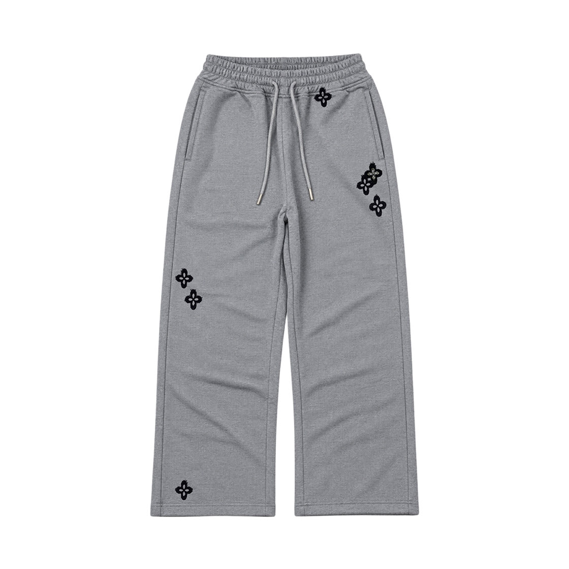 [주문제작] 써저리 플레이드 클로버 로고 스웨트 팬츠 그레이([주문제작] Surgery Frayed Clover Logo Sweat Pant Grey) - 1