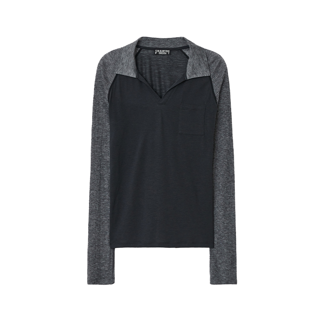 SW2E4TO06CH symmetric percent Open Collar Long Sleeve Charcoal
