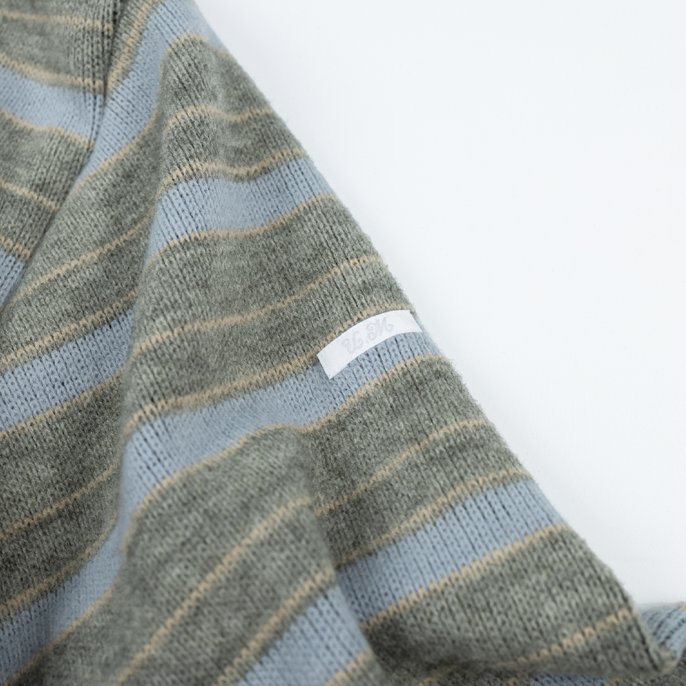 언스테디마켓 스트라이프 니트 후드집업 그레이(Unsteady Market Stripe Knit Zip-Up Hoodie_Grey) - 4
