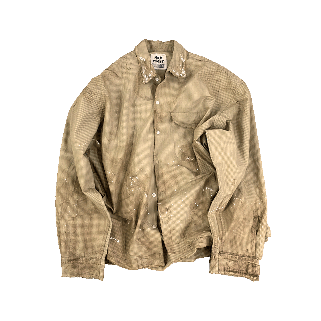 홈리스 스머지 더티 체크 셔츠 베이지(Hommless Smudge Dirty Check Shirt Beige) - 1
