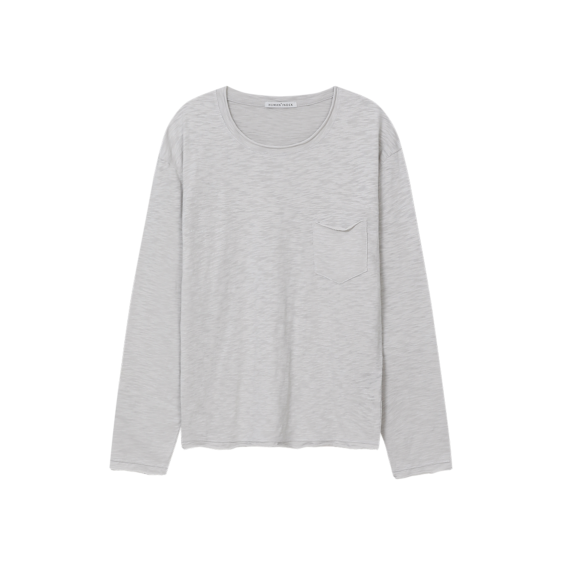 폴리테루 휴먼인덱스 로우 컷 롱슬리브 (슬럽) 라이트 그레이(Polyteru Human Index Raw Cut Long Sleeves (Slub) Light Gray)