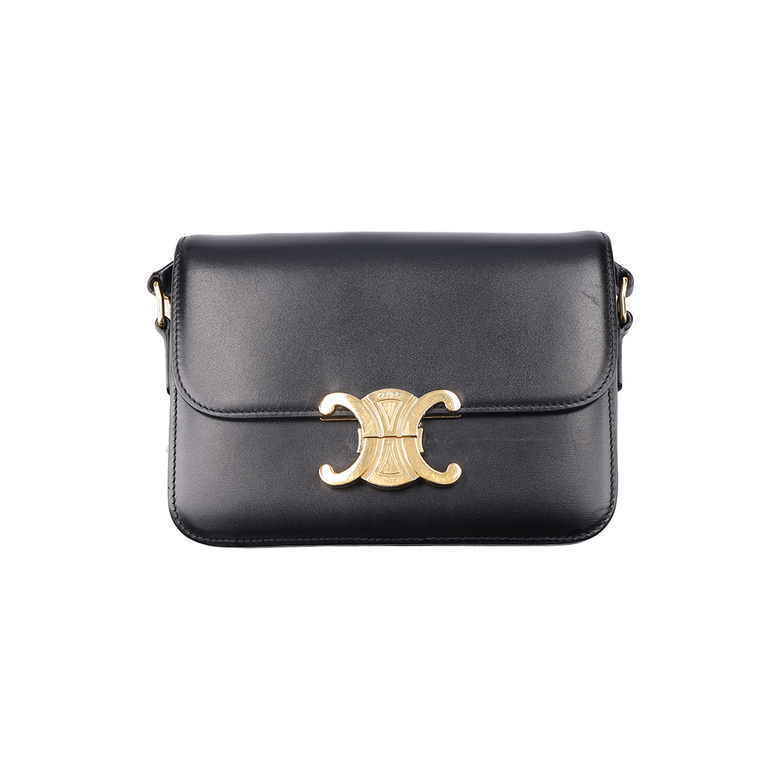 ITVCEVNHU9MM Celine Triomphe Bag Shiny Calfskin Black