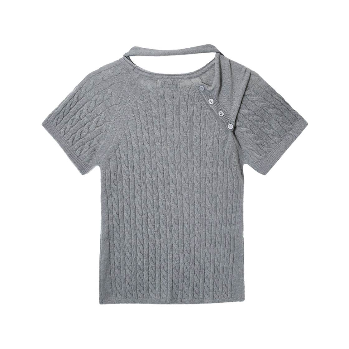 시메트릭 퍼센트 스트랩 케이블 니트 탑 멜란지 그레이(symmetric percent Strap Cable Knit Top Melange Grey) - 2