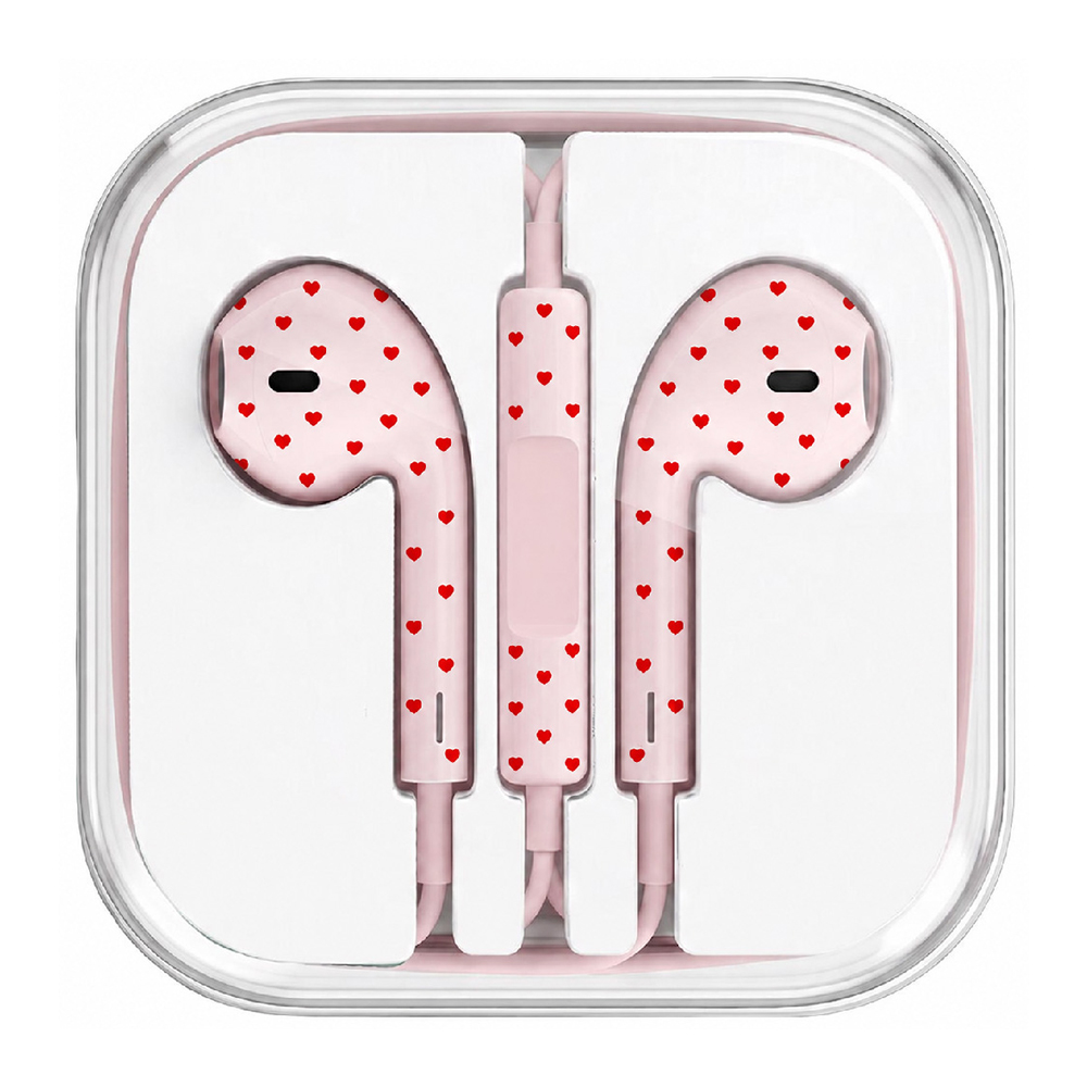 Doti Pink x Hot Pink Heart NUART Doti Stereo EarPods-Style Wired Earphones, Pink x Hot Pink Heart