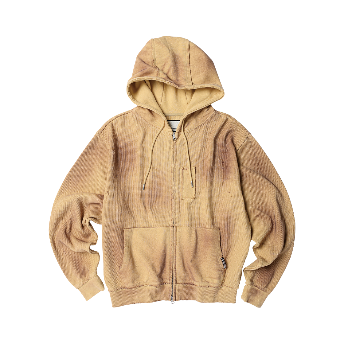 더바이닐하우스 와플 믹스 후디 집업 샌드(Thevinylhouse Waffle Mixed Hoodie Zip-Up Sand) - 1