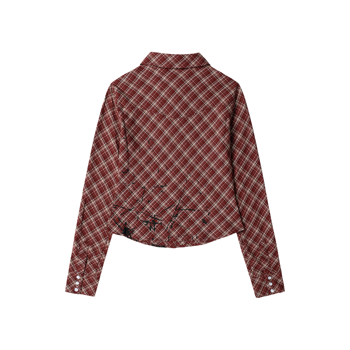 더바이닐하우스 페인팅 크롭 체크 셔츠(W) 레드(Thevinylhouse Painting Crop Check Shirts(W) Red) - 2