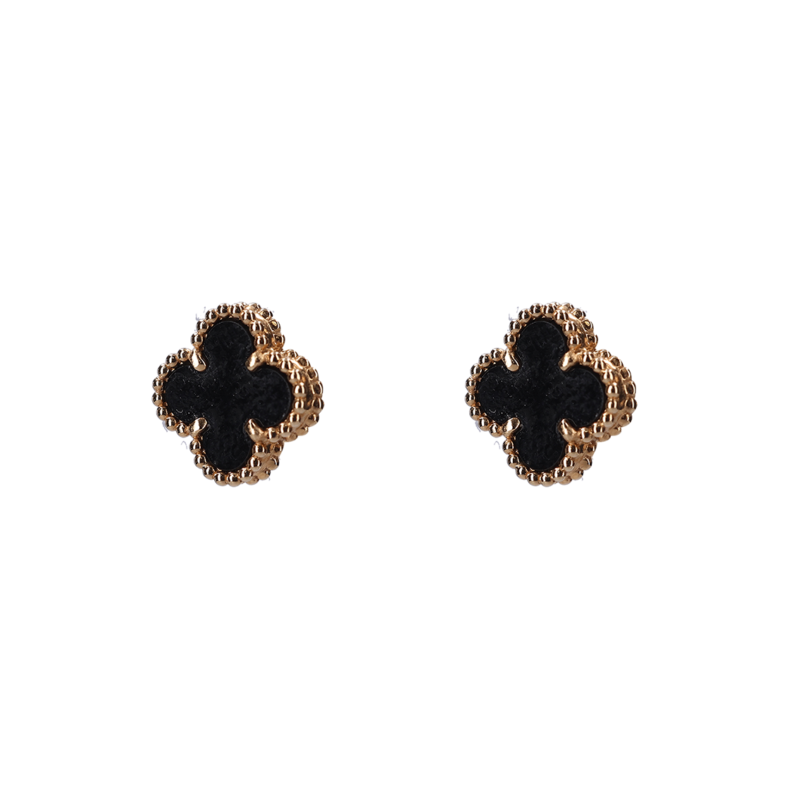 ITDLKI7USSDC Van cleef & Arpels Sweet Alhambra Earrings in 18K Yellow Gold & Onyx