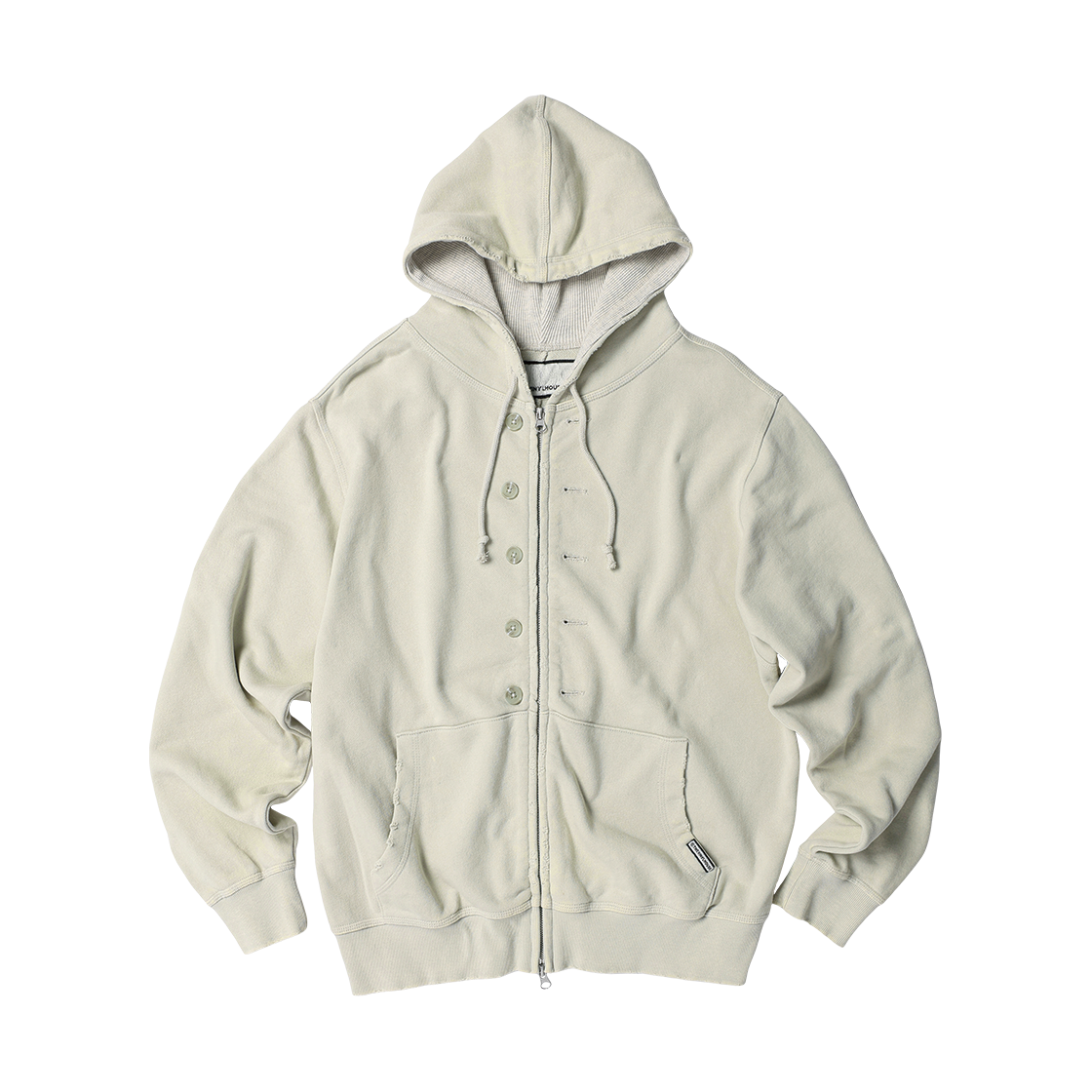 더바이닐하우스 버튼 워시드 후디 집업 베이지(Thevinylhouse Button Washed Hoodie Zip-Up Beige)