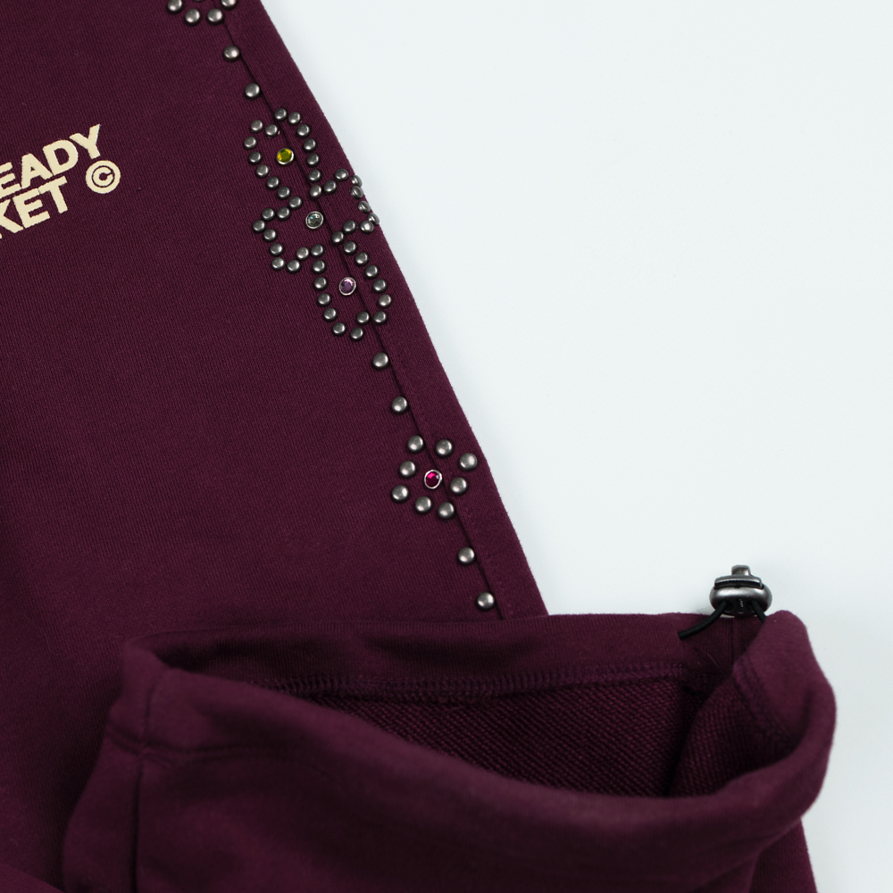 언스테디마켓 레인스톤 스웨트 팬츠 보르도(Unsteady Market Rhinestone Sweat Pants_Bordeaux) - 4