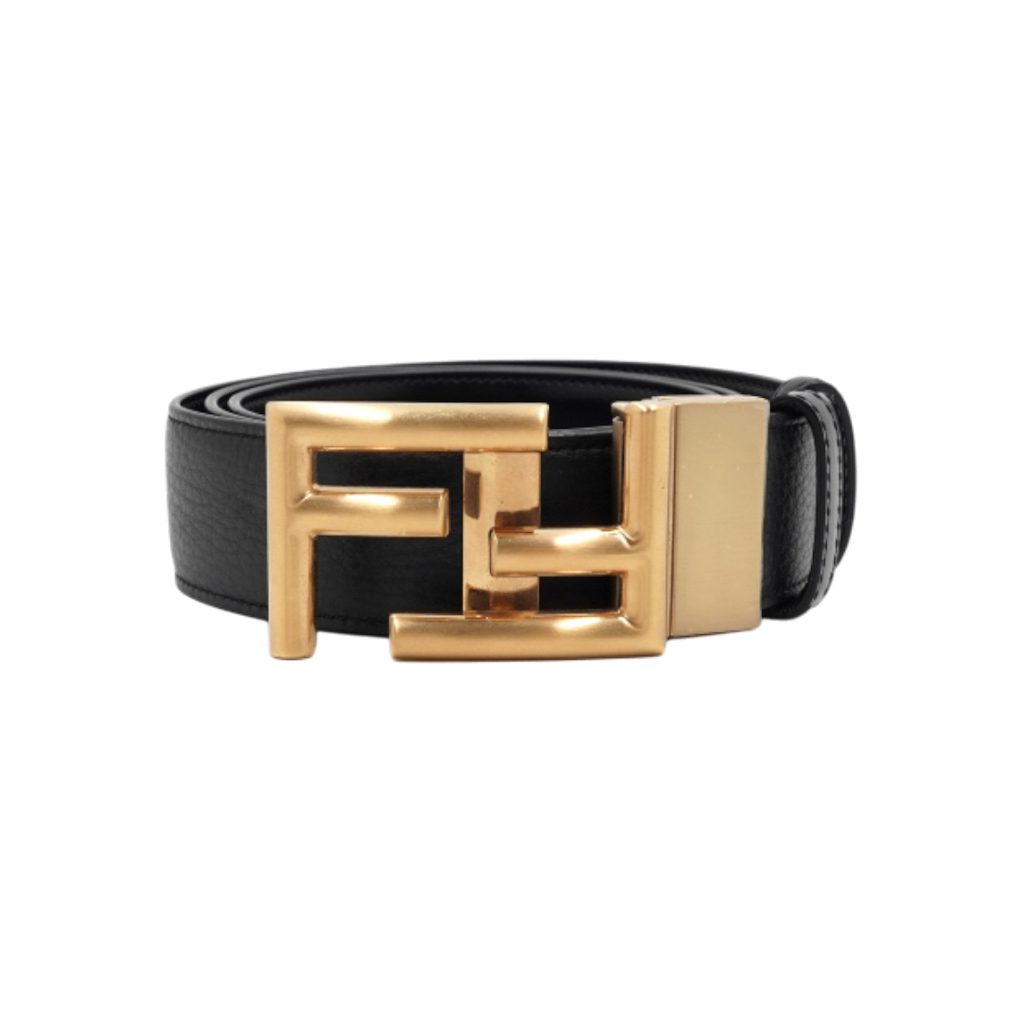 IT9579A57NKN Fendi Reversible Black Leather Belt Gold FF Logo Buckle