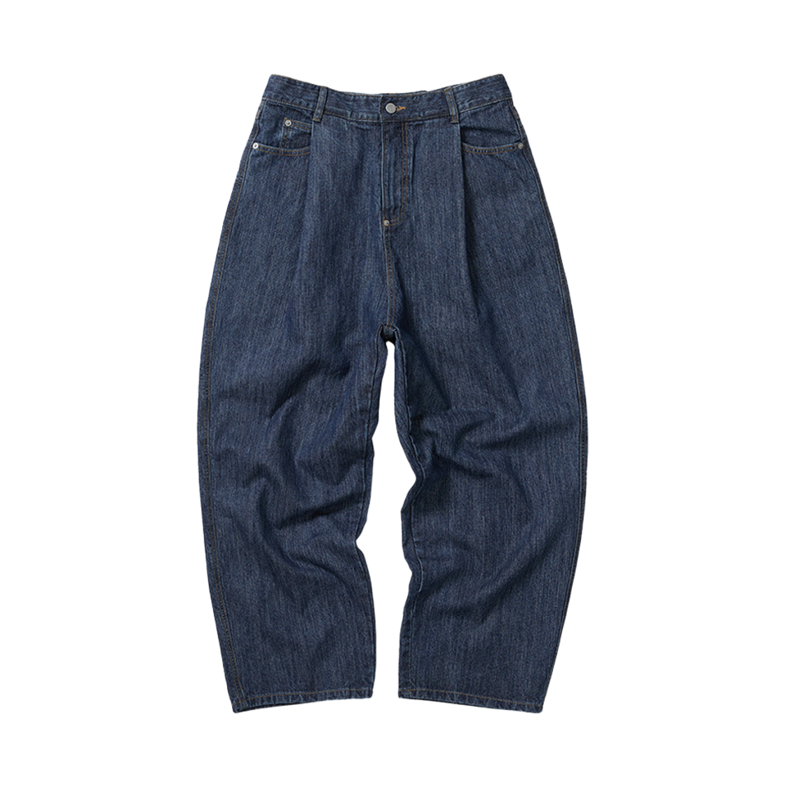 SIL7014 SILENTSYLLABLE Fold Back 4tuck Denim Pants Deep Blue