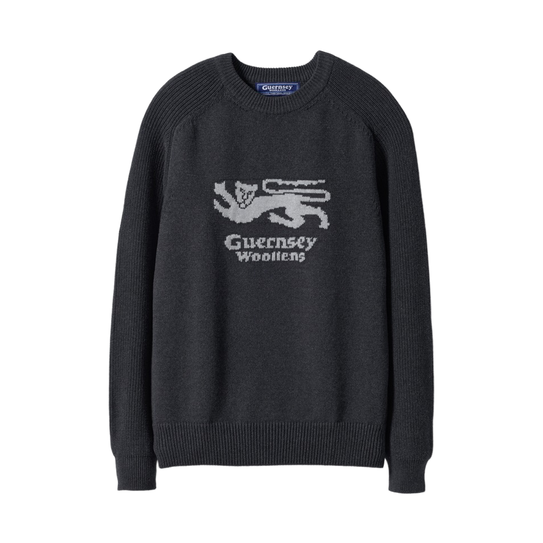 GW26CKN09-CH Guernsey Woollens Heavy Cotton Guernsey Lion Sweater Charcoal