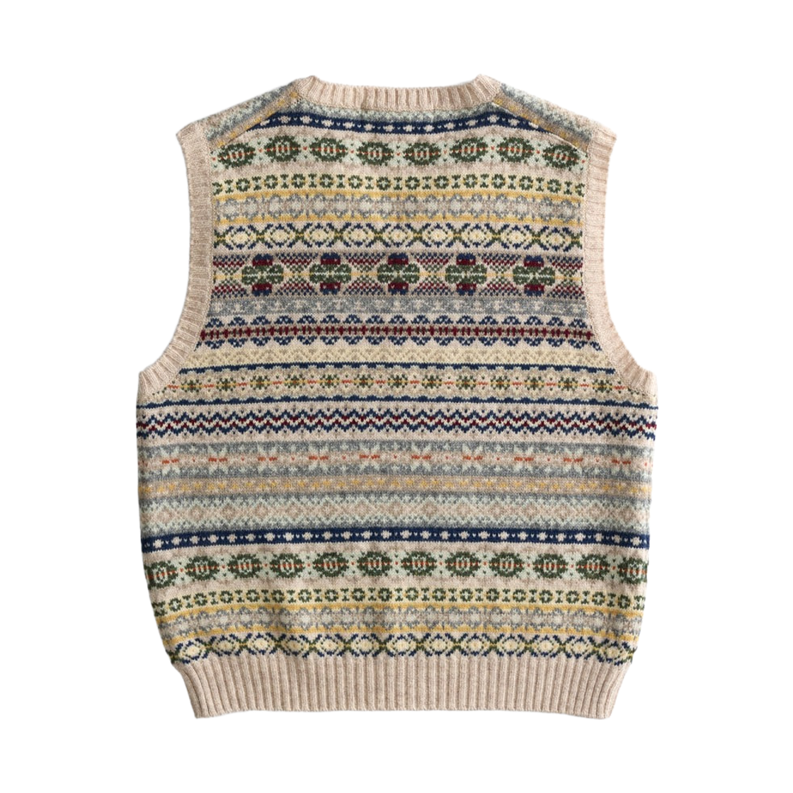 건지울른스 세인트피터 페어아일 브이넥 베스트 베이지(Guernsey Woollens Saint Peter Fair Isle V Neck Vest Beige) - 2