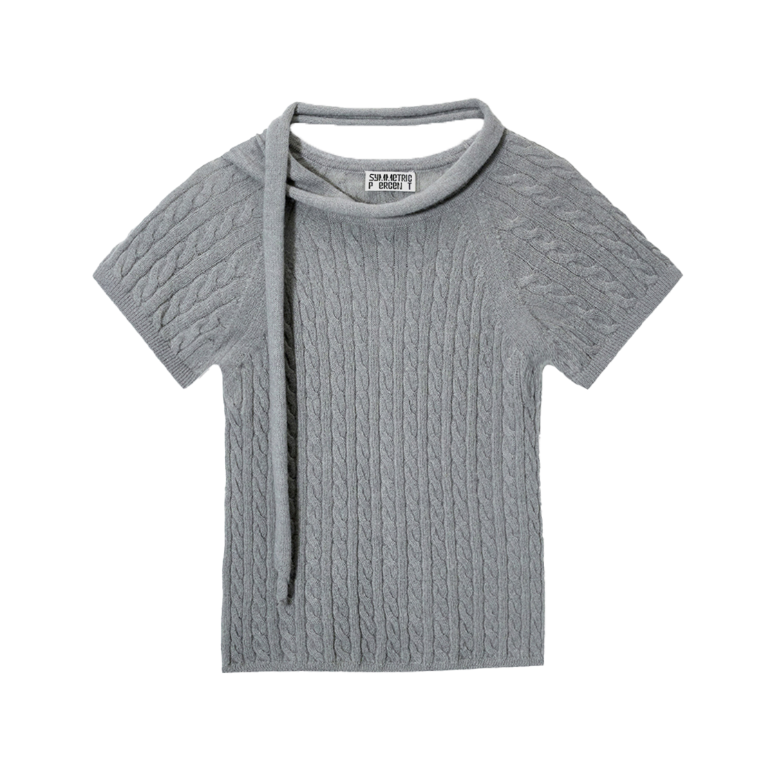 SW2F4KT07MG symmetric percent Strap Cable Knit Top Melange Grey