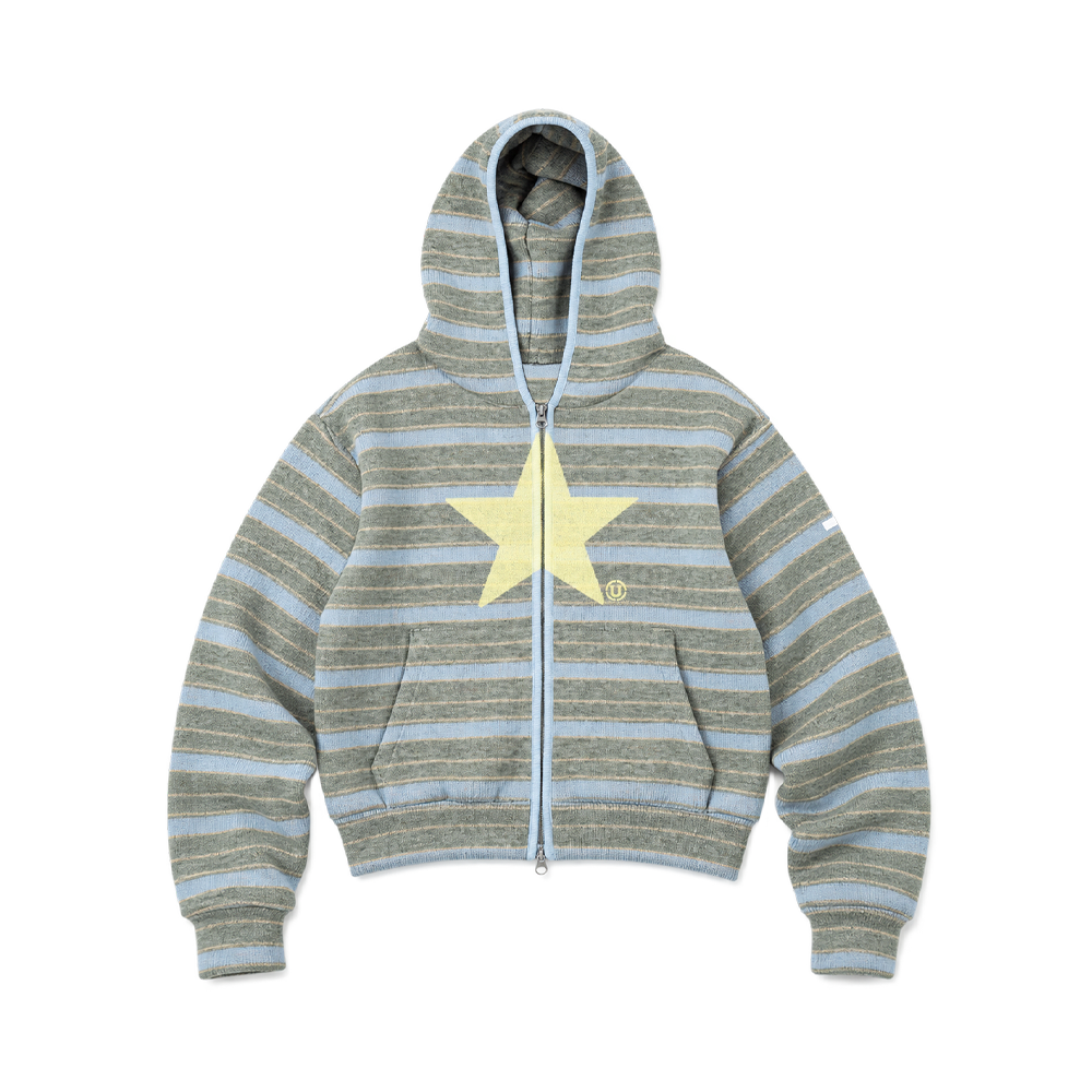 Knit02 Unsteady Market Stripe Knit Zip-Up Hoodie_Grey