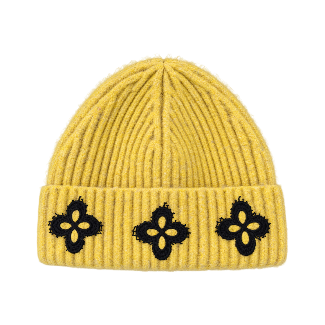 [주문제작] 써저리 플레이드 클로버 로고 비니 머스타드([주문제작] Surgery Frayed Clover Logo Beanie Mustard)