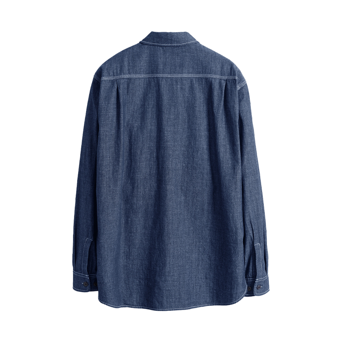 건지울른스 샴브레이 워크 셔츠 5.5oz 인디고 블루(Guernsey Woollens Chambray Work Shirt 5.5oz Indigo Blue) - 2