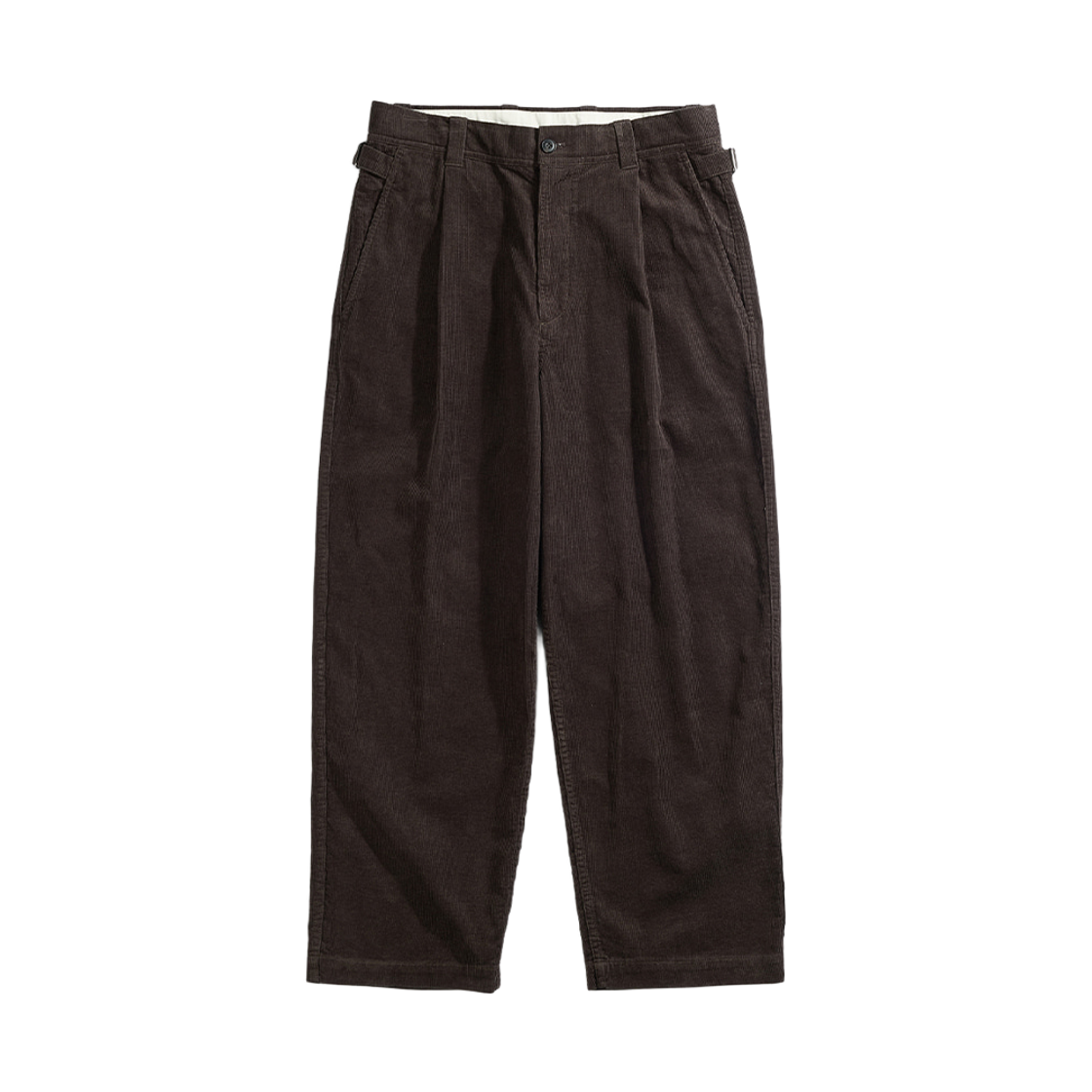 GW2CPT02-dbw Guernsey Woollens Corduroy One Tuck Wide Pants Charcoal Brown