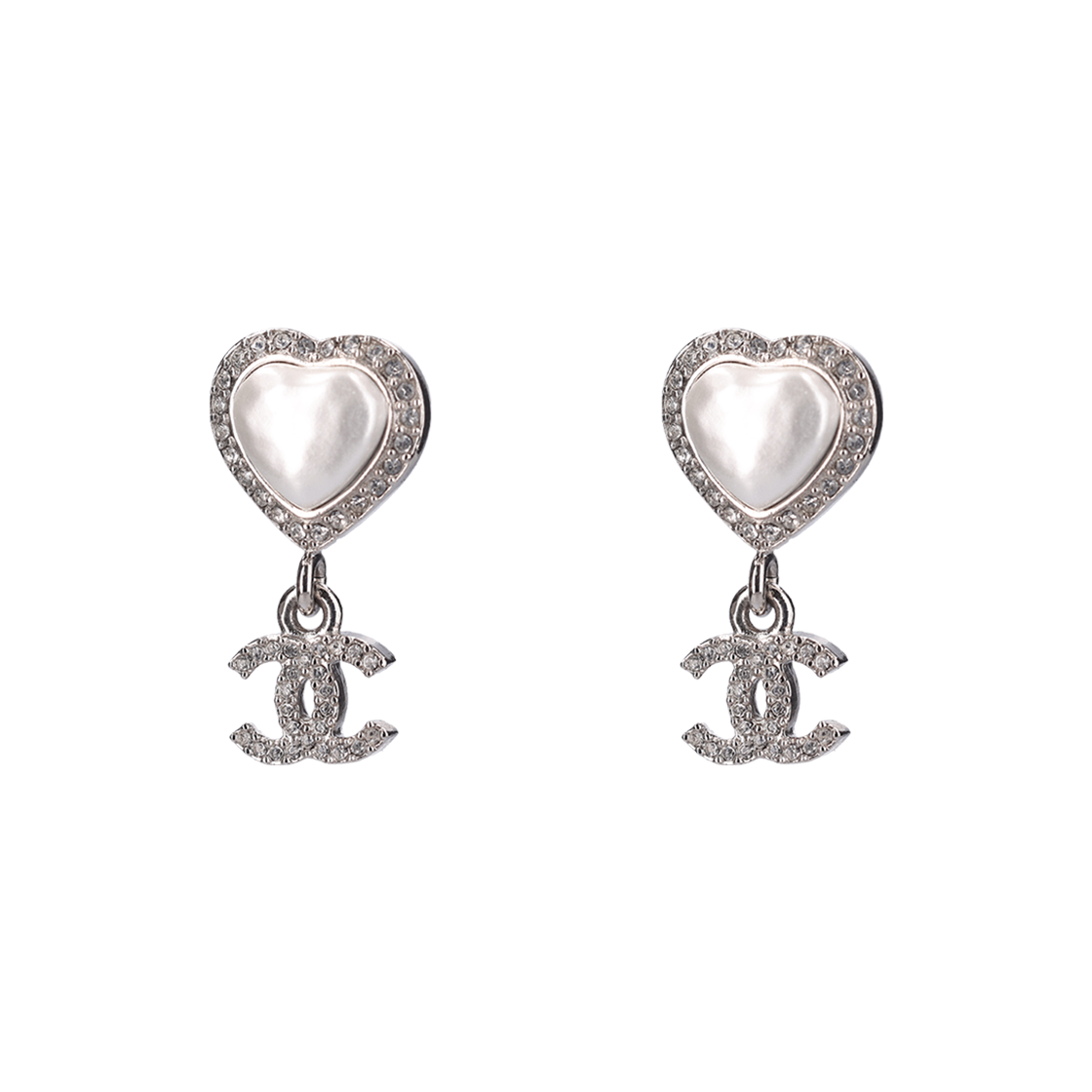 ITGJ8W4BUOAG Chanel Metal Strass & Silver Pearly White Crystal Earrings