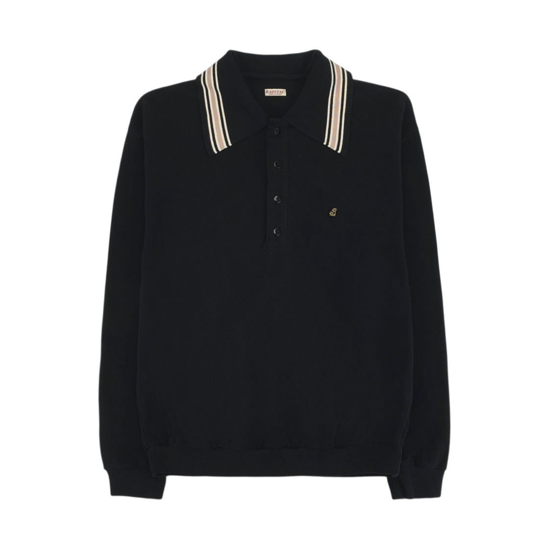 캐피탈 피케 랑글 컬러 레트로 폴로 블랙(Kapital Pique Langle Color Retro Polo Black)