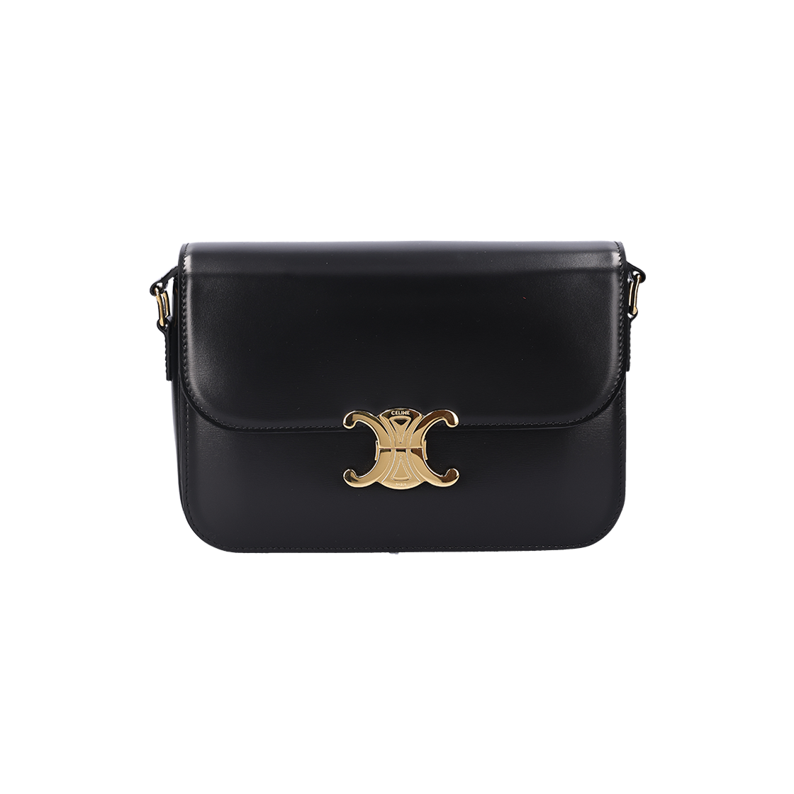 ITNOV6SNQMMI Celine Classic Triomphe Bag Shiny Calfskin Black