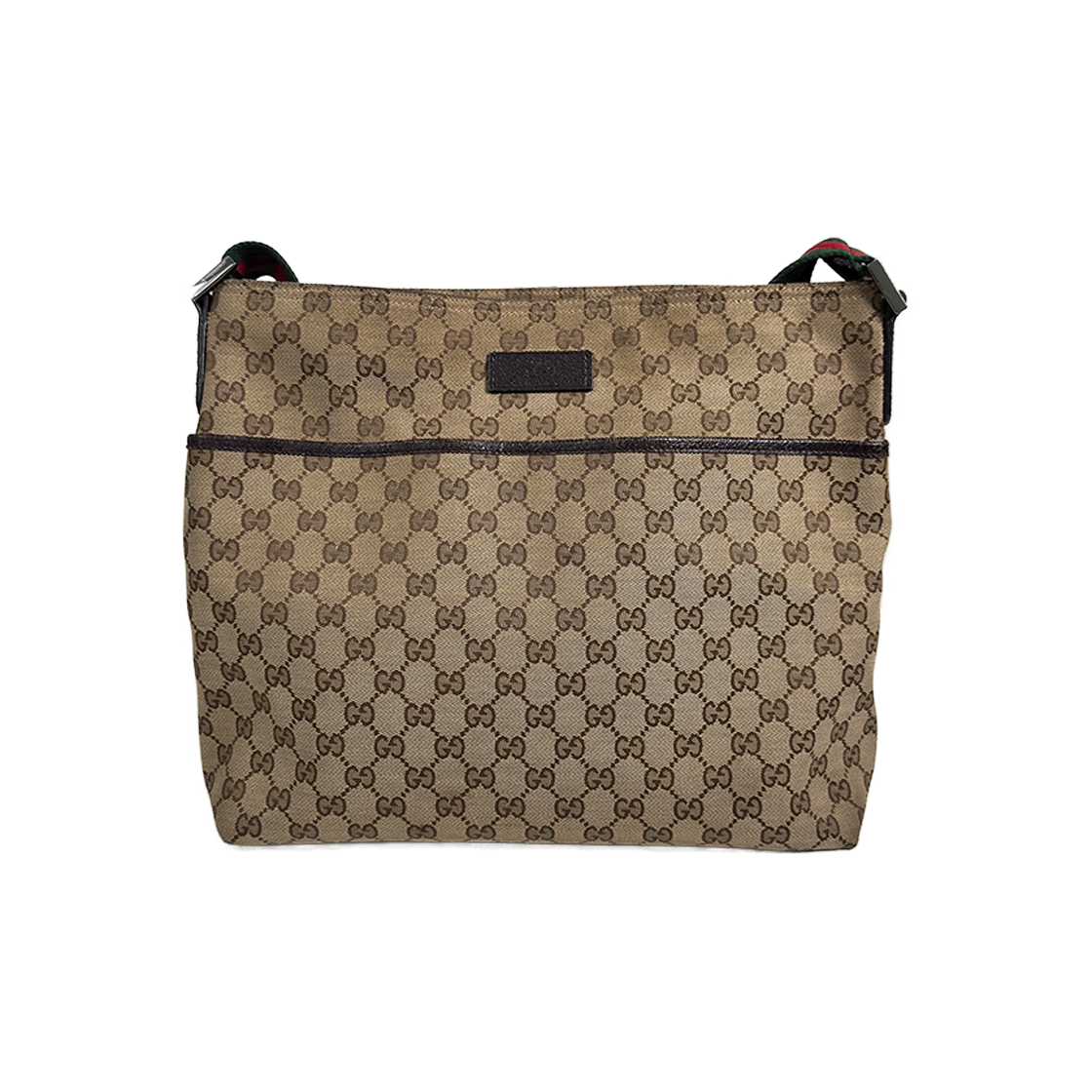 ITIO8G57EGIO Gucci GG Logo Jacquard Three Stripe Messenger Shoulder Bag Brown