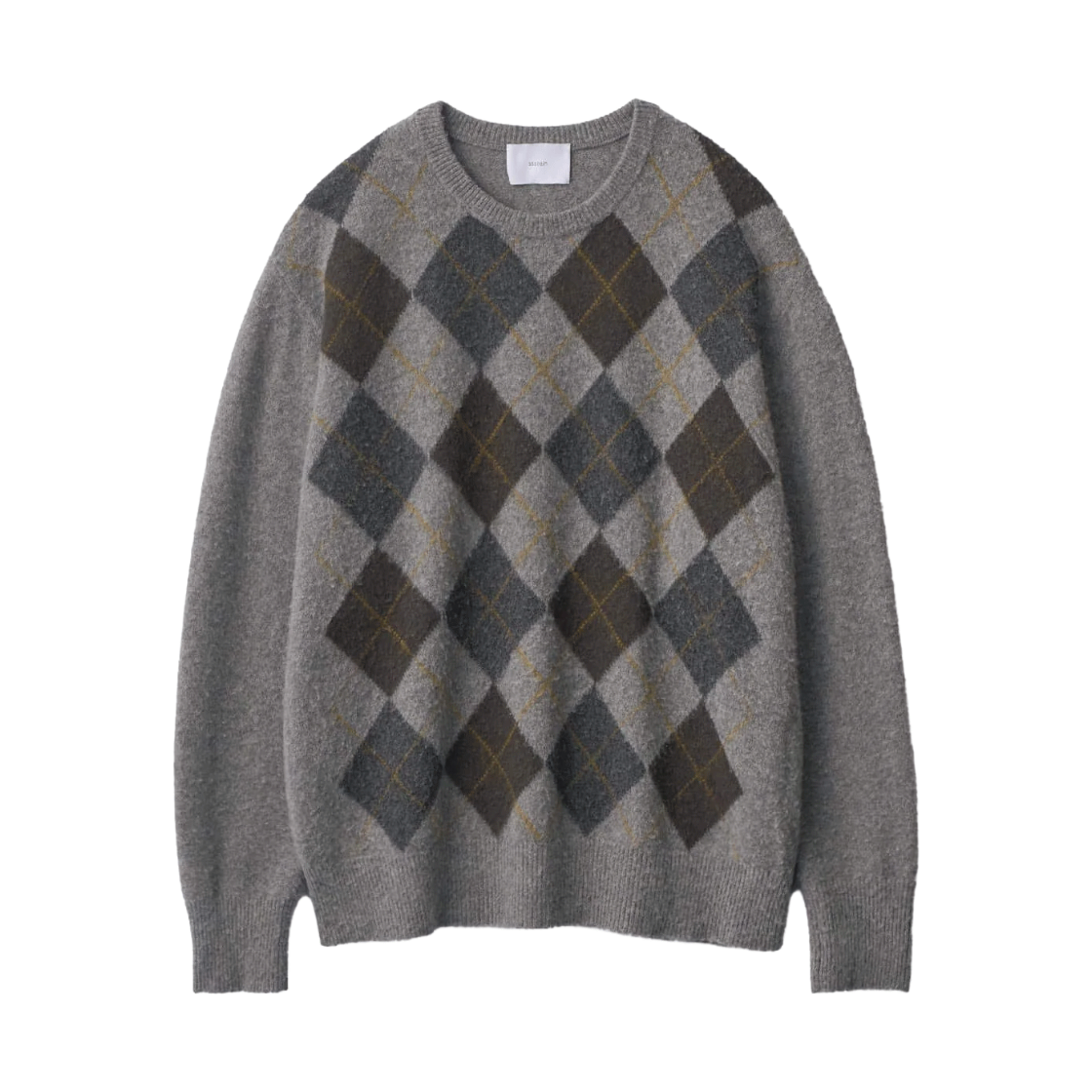 KM6DKNPSI17RG ssstein Fine Wool Argyle Knit Crew Neck LS Dark Grey Multi - 26FW