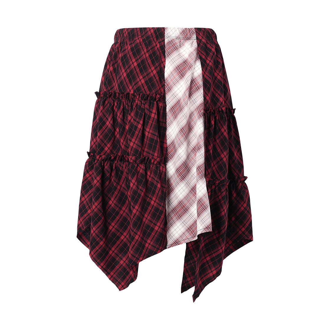 더바이닐하우스 언밸런스 레이어드 체크 스커트(W) 레드(Thevinylhouse Unbalance Layered Check Skirt (W) Red) - 3