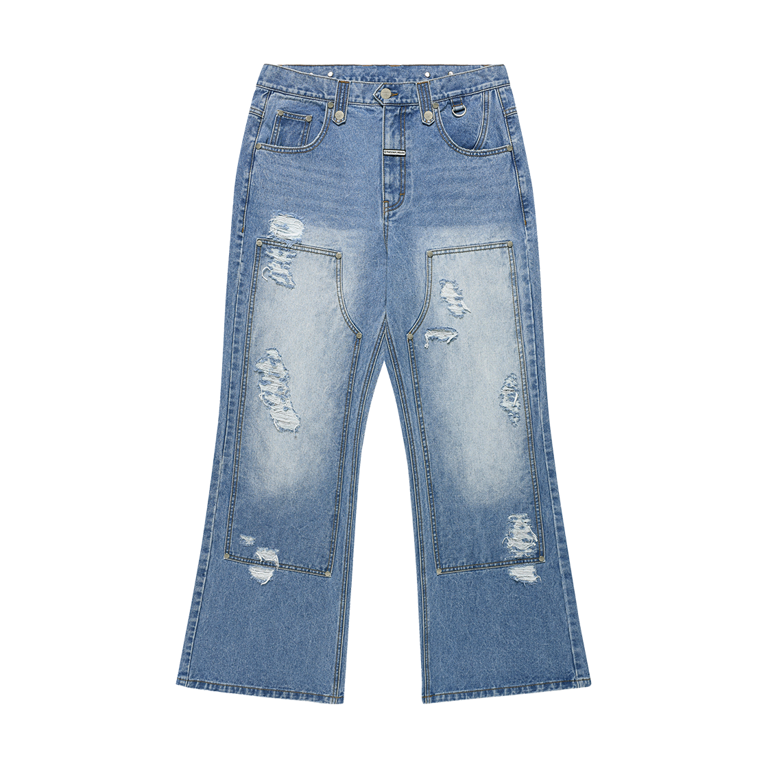 VH2FFUD113ALB Thevinylhouse Destroyed Boots Cut Denim Pants Light Blue