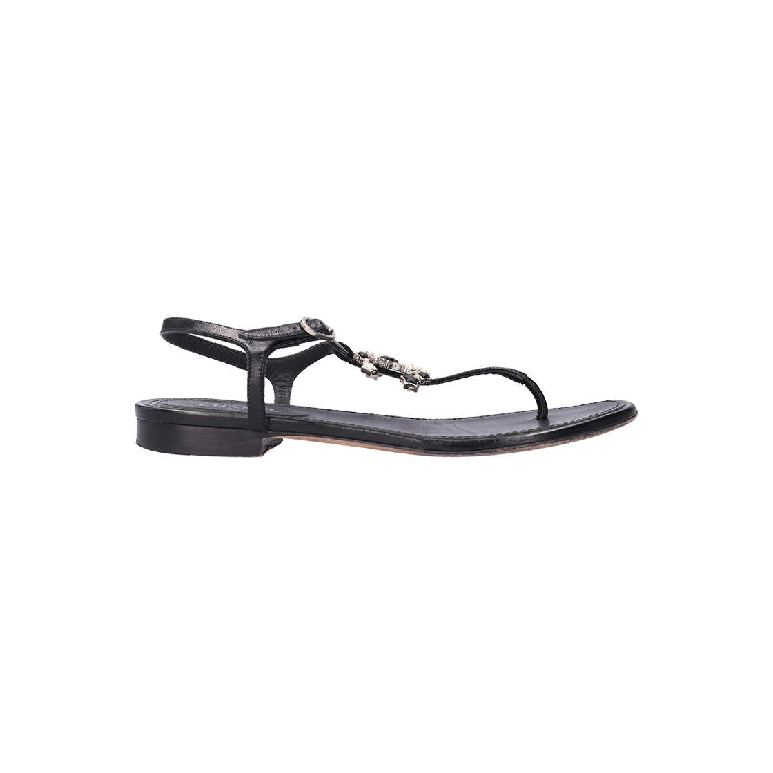 ITUO5I56DADB Chanel CC Logo Star T-Strap Flip-Flop Sandals Black
