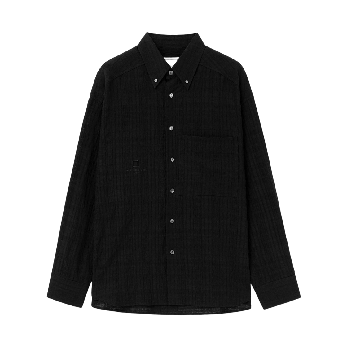 W263SH15839B Wooyoungmi Wool Cotton Check Shirt Black - 26FW